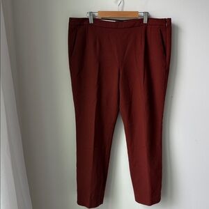 J. Crew Martie Wool Blend Pants in Rust Cropped Pockets Side Zip Fall Size 14